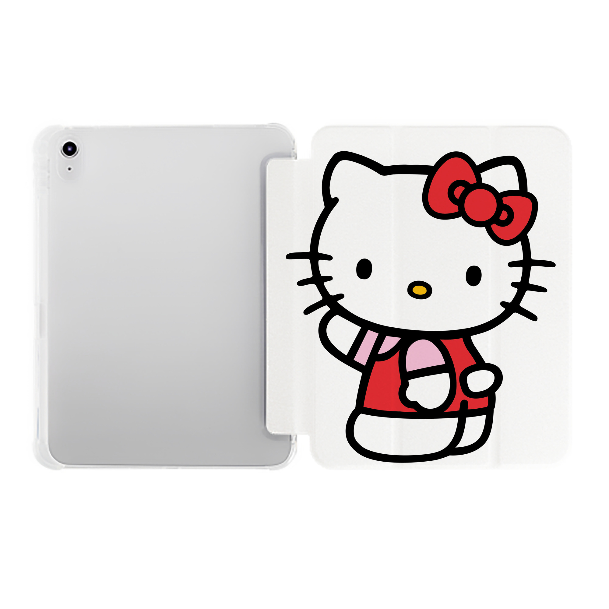 （画像用） Hello Kitty ハローキティ IPad ケース ペン収納付き 三つ折りスタンド PUレザー×シリコン 対応機種9.5/10.5/10.9インチ
